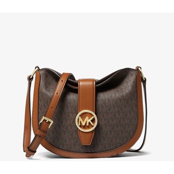 Michael Kors Handbags - Michael Kors Women’s Crossbody Bag Small Brown "Gabby" Logo Print Hobo MK